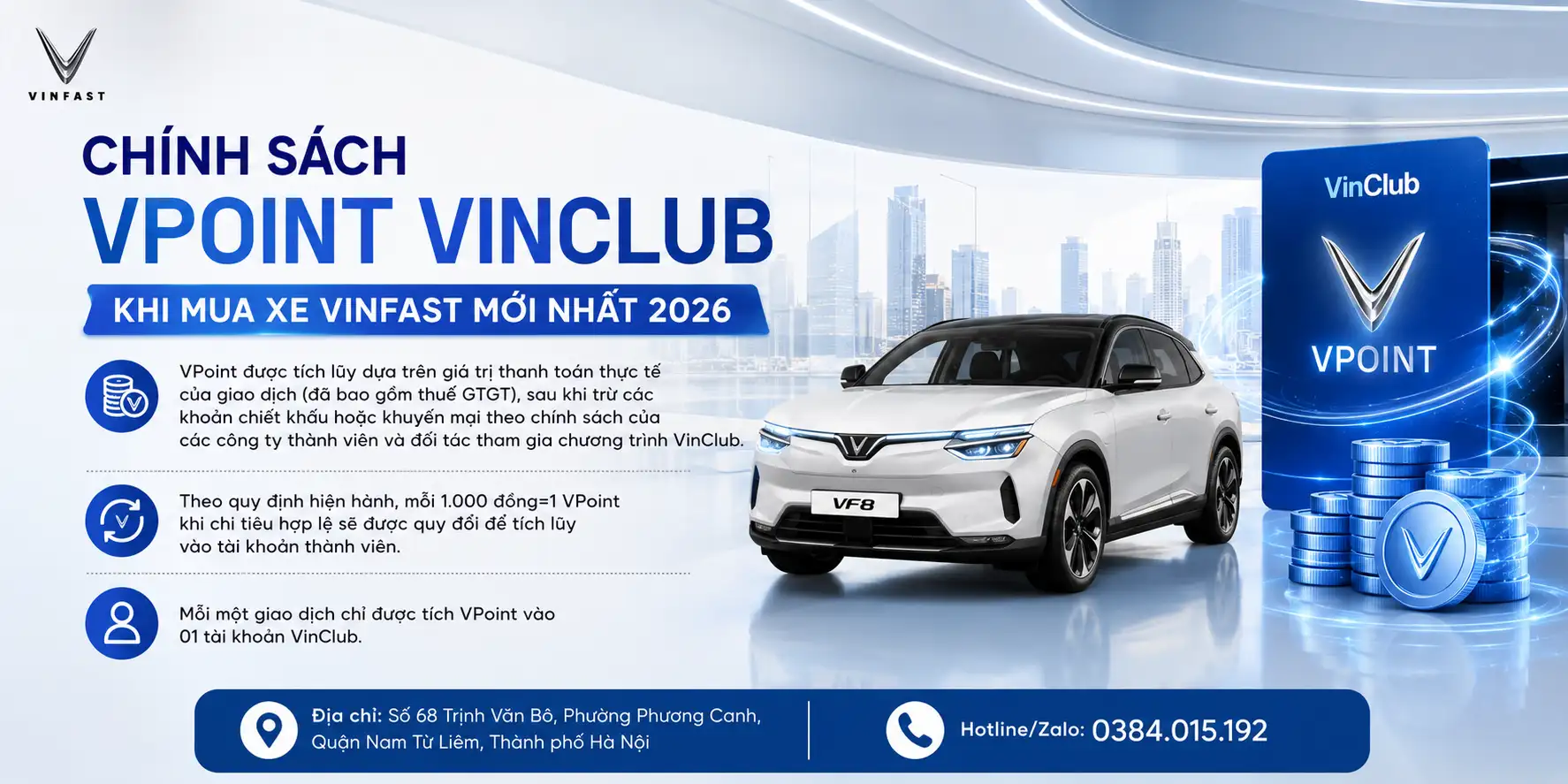 Chính sách VPoint VinClub khi mua xe VinFast mới nhất 2026