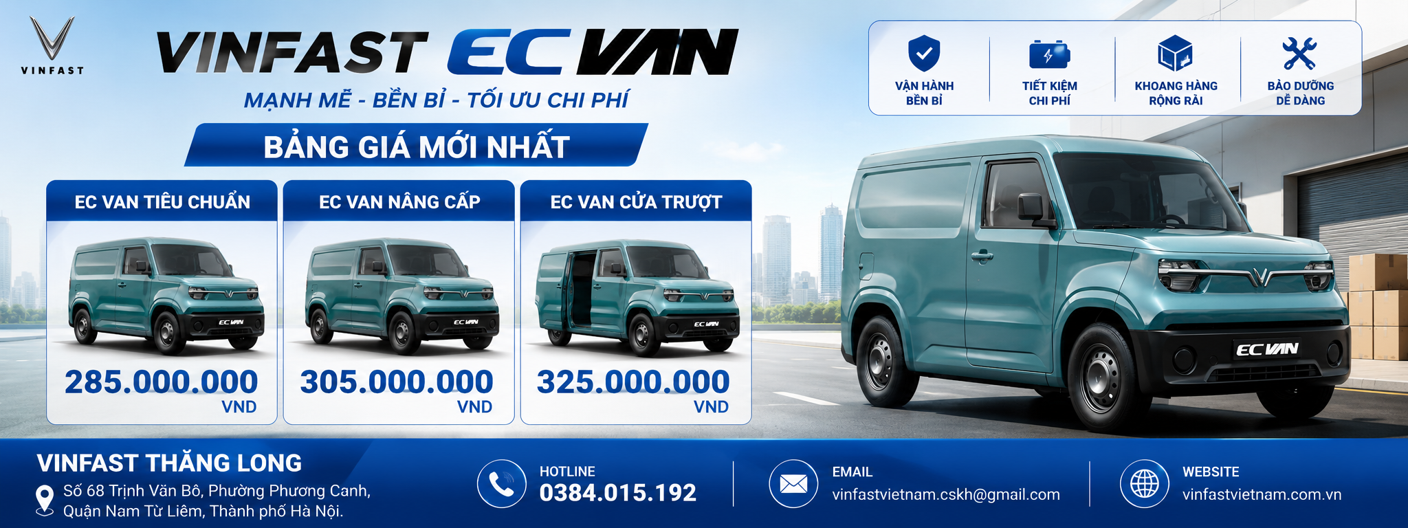 Giá xe Vinfast EC VAN mới nhất tại Vinfast Thăng Long