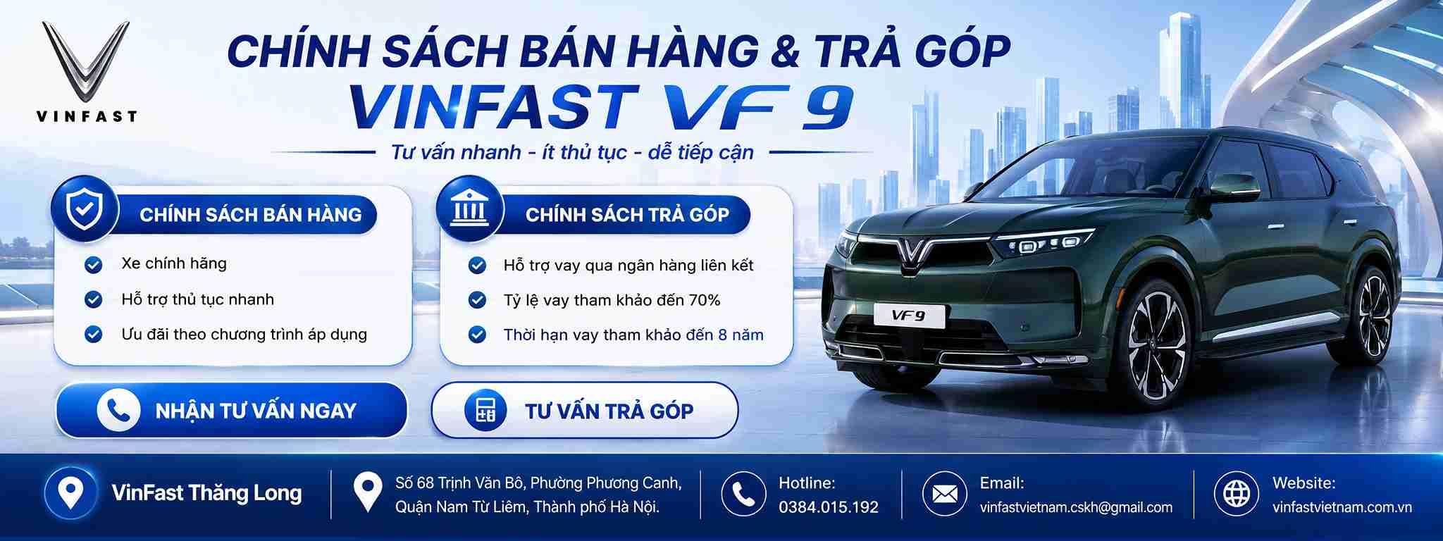 Chính sách bán hàng và trả góp xe ô tô Vinfast VF 9